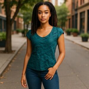 Unbranded blue ruffle tee